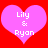 Two pink hearts on red background with white text 'Lily & Ryan' inside each heart, displayed side-by-side.