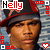 Animated contact sheet of 12 frames showing a person wearing a red and black cap with white text "Nelly" in various color variations, surrounded by pixelated hearts and square patterns on a blue background.