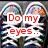 Pixelated image of a character's lower body with white sneakers, displaying red text in two states: 'Do my eyes..' and 'match my shoes?'.