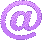 Six pixelated purple @ symbols arranged in a 3x2 contact sheet with varying shapes and expressions on gray background.