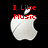 Pixelated Apple logo with red text overlays on black background, showing three distinct textual states.