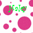 Green text 'Halo' appears over pink circles on a white background with scattered smaller pink dots.