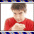 Animated contact sheet of a boy in red shirt with repeated text "SMELL MY FINGER" across nine frames showing slight pose changes.