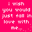 A bright pink background displays repeated white pixelated text reading "i wish you would just fall in love with me..." with small orange dots scattered around.