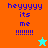 Pixelated text 'heyyyy its me !!!!!!!' appears on four colored backgrounds with two star icons, one cyan and one orange.