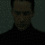 six pixelated images showing a person in dark clothing with varying facial expressions and background colors across different
