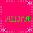 A static image with a bright pink background featuring four instances of the word "Allura" in green pixelated text arranged in a , surrounded by light blue dotted and dashed lines forming a border