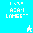 Pixelated icon with cyan and white sections displaying 'i <33 ADAM LAMBERT' text and a star symbol in two states.
