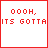 Red pixelated text on white background with red border, showing two of a message