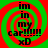 Four identical display red and green spiral backgrounds with black text reading 'im in my car!!!! xD' arranged vertically