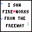 A 5x4 contact sheet of animated frames showing a pixelated text-based icon with the phrase "I SHM FIREWORKS FROM THE FREEWAY" and varying color accents on individual letters across frames.