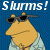 A 50x50 pixel animated buddy icon featuring a cartoon character with sunglasses on the left side and green text on the right, split into two vertical sections against blue and dark green backgrounds.