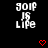 Pixelated text 'GOIP JS LIFE' in white on black background with red heart symbols, some frames showing gray rectangle at bottom-right.