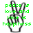 Pixelated green text reads "peace is love and love is happiness" over a grayscale hand cursor icon on white background.