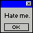 15 retro-styled dialog boxes with blue headers and gray bodies, displaying text changes from 'Hate me.' to 'Congrats! U installed a Virus!' including percentage progress indicators