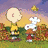 Pixelated cartoon characters and holiday text arranged in a with autumn, brown, orange, blue, red, green