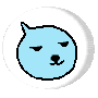 Three pixelated blue dog head icons in a contact sheet with varying eye expressions on white circular backgrounds against gray transparency.