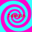 Four identical spiral patterns with alternating cyan and magenta rings, each containing red text reading "Tamzin" on a solid cyan background.