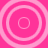 Four concentric circle patterns on a solid pink background, each with varying ring thicknesses and spacing, arranged in a
