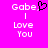 Pixelated text on bright pink background with black heart symbol replacing comma in 'Gabe' on left side.