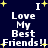 Dark blue background with white text reading "Love My Best Friends!!" repeated in two , surrounded by yellow star shapes