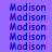 blue 'Madison' text on a purple background with light blue rectangular overlays in specific positions