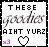 A 5-frame animated contact sheet of a pixel art buddy icon featuring text and heart symbols with color variations across frames.
