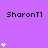 Purple background with repeated "SharonT1" text and white star-like symbols in varying quantities across positions.