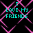 Pixelated cyan text "I LOVE MY FRIENDS" repeated four times on a black background with pink geometric lines.