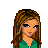 Pixel art contact sheet showing three frames of an animated St. Patrick's Day-themed buddy icon with a woman character, green clothing, and text elements.