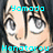 Pixelated anime-style close-up of a character's face with large eyes, overlaid with cyan text reading 'Yamada' at top and 'Honatarou' at bottom.