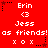 Red background with white text and symbols arranged in a pattern, featuring names, emoticons, and repeated phrases