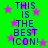Green background with pink stars and blue text reading "THIS IS THE BEST ICON!" repeated in a pattern