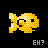 Two pixelated yellow cartoon heads with black eyes and orange accents, each labeled 'EH?' below in gray or yellow text.