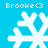 Four white snowflake icons on a solid cyan background, each with 'Brooke<3' text above or below in pixelated font.