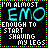 repeating text elements with color-coded words on black background, displaying 'I'M ALMOST', 'ENOUGH TO START SHARING MY LEGS', and 'EMO' in cyan, yellow, green, pink
