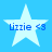 Four identical white star-shaped icons with blue text "Lizzie <3" on a light blue background, arranged in a