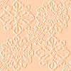 A static pattern of interlocking geometric shapes in light peach and white tones on a solid background.