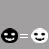 A contact sheet of 10 animated frames showing black and white smiley face icons with equal signs, arranged in a grid on a gray background.