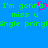 Blue background with green pixelated text and a pink heart symbol replacing the 'o' in 'gonna' across three lines.