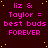 A static digital image with pink text on a dark red background, featuring repeated phrases and small yellow dots.