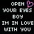 Pixelated text on black background with pink heart symbol replacing 'O' in 'OPEN', repeated twice side-by-side.