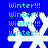 Blue background with repeated white snowflake icons and cyan "Winter!!!" text in a