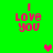 Green background with four 'I Love you' text blocks and two heart symbols, one pink and one brown.