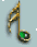 Animated golden musical note with green gem center on light blue background, showing motion