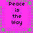 Pixelated text "Peace is the Way" repeated four times on a bright pink background with green decorative borders.