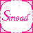 Pixelated pink text 'Smea' inside a white square bordered by pink and light pink pixel patterns.