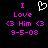 Pixelated text and symbols in pink and white on black background, with a heart symbol above the word 'Love'.