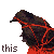 Animated sequence of a dark bird-like figure with red lines, displaying text fragments 'this is the sound of settling' across frames.