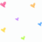Pixelated heart shapes in multiple colors float against a white background with a gray rectangle at bottom right.